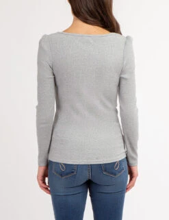 U.S. Polo Assn. LONG SLEEVE SQUARE NECK RIBBED TOP -Modern Wear Shop 21587166 HGRY 67758