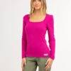 U.S. Polo Assn. LONG SLEEVE SQUARE NECK RIBBED TOP -Modern Wear Shop 21587166 HSDF 66563