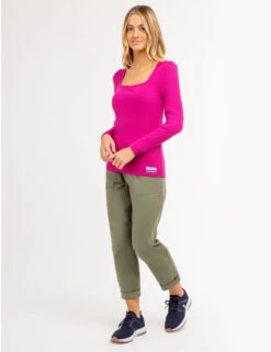 U.S. Polo Assn. LONG SLEEVE SQUARE NECK RIBBED TOP -Modern Wear Shop 21587166 HSDF 66567