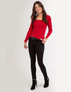 U.S. Polo Assn. LONG SLEEVE SQUARE NECK RIBBED TOP -Modern Wear Shop 21587166 RYTR 67530