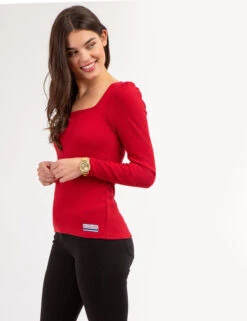 U.S. Polo Assn. LONG SLEEVE SQUARE NECK RIBBED TOP -Modern Wear Shop 21587166 RYTR 67542