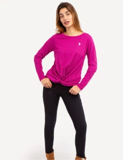 U.S. Polo Assn. DITSY LONG SLEEVE TWIST FRONT TOP -Modern Wear Shop 2158721W HSDF 70074