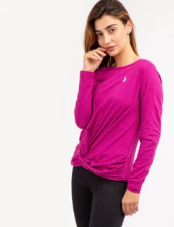 U.S. Polo Assn. DITSY LONG SLEEVE TWIST FRONT TOP -Modern Wear Shop 2158721W HSDF 70079