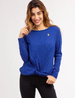 U.S. Polo Assn. DITSY LONG SLEEVE TWIST FRONT TOP -Modern Wear Shop 2158721W SLBU 70115