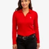 U.S. Polo Assn. SPLIT NECK RIBBED LONG SLEEVE POLO SHIRT -Modern Wear Shop 2158746E ERED 65177
