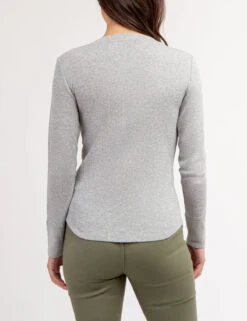 U.S. Polo Assn. LONG SLEEVE WAFFLE KNIT HENLEY TOP WITH RHINESTONE BUTTONS -Modern Wear Shop 2158759M HGRY 67259