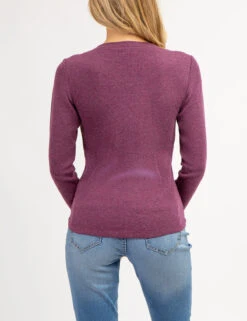 U.S. Polo Assn. LONG SLEEVE WAFFLE KNIT HENLEY TOP WITH RHINESTONE BUTTONS -Modern Wear Shop 2158759M MRHT 66722