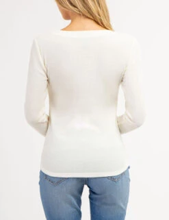 U.S. Polo Assn. LONG SLEEVE WAFFLE KNIT HENLEY TOP WITH RHINESTONE BUTTONS -Modern Wear Shop 2158759M VLPR 66745