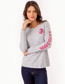 LONG SLEEVE U.S. POLO ASSN. GRAPHIC T-SHIRT -Modern Wear Shop 2158761D LTGY 79954