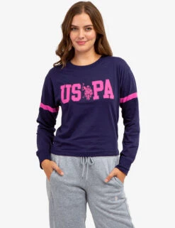 U.S. Polo Assn. LONG SLEEVE USPA APPLIQUE CROPPED T-SHIRT -Modern Wear Shop 2158771D EVBL 64685