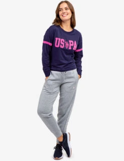U.S. Polo Assn. LONG SLEEVE USPA APPLIQUE CROPPED T-SHIRT -Modern Wear Shop 2158771D EVBL 64689