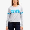 U.S. Polo Assn. LONG SLEEVE USPA APPLIQUE CROPPED T-SHIRT -Modern Wear Shop 2158771D GREY 64593