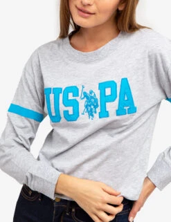 U.S. Polo Assn. LONG SLEEVE USPA APPLIQUE CROPPED T-SHIRT -Modern Wear Shop 2158771D GREY 64601