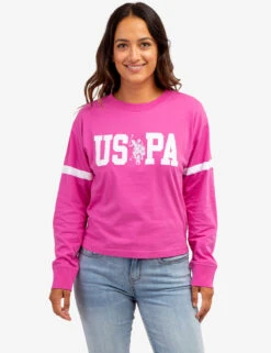 U.S. Polo Assn. LONG SLEEVE USPA APPLIQUE CROPPED T-SHIRT -Modern Wear Shop 2158771D PKPZ 64669
