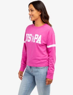 U.S. Polo Assn. LONG SLEEVE USPA APPLIQUE CROPPED T-SHIRT -Modern Wear Shop 2158771D PKPZ 64671