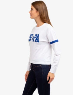U.S. Polo Assn. LONG SLEEVE USPA APPLIQUE CROPPED T-SHIRT -Modern Wear Shop 2158771D WHIT 64651