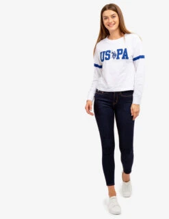 U.S. Polo Assn. LONG SLEEVE USPA APPLIQUE CROPPED T-SHIRT -Modern Wear Shop 2158771D WHIT 64654