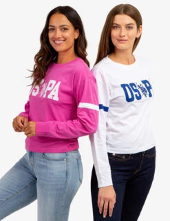 U.S. Polo Assn. LONG SLEEVE USPA APPLIQUE CROPPED T-SHIRT -Modern Wear Shop 2158771D WHIT 64655