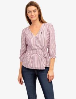 U.S. Polo Assn. LONG SLEEVE STRIPED WRAP TOP -Modern Wear Shop 215885ZF 65164