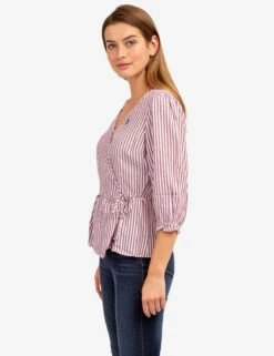 U.S. Polo Assn. LONG SLEEVE STRIPED WRAP TOP -Modern Wear Shop 215885ZF 65166