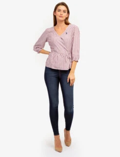 U.S. Polo Assn. LONG SLEEVE STRIPED WRAP TOP -Modern Wear Shop 215885ZF 65173