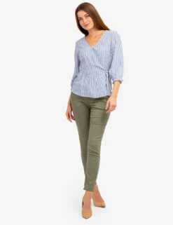 U.S. Polo Assn. LONG SLEEVE STRIPED WRAP TOP -Modern Wear Shop 215885ZF EVBL 65247