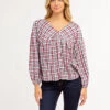 U.S. Polo Assn. PLAID POETIC V-NECK TOP -Modern Wear Shop 215886XO EVBL 65675