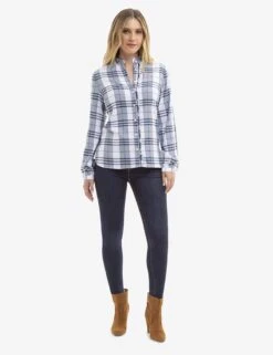 U.S. Polo Assn. LONG SLEEVE RUFFLE PLAID TOP -Modern Wear Shop 215891GA CLNV 14862