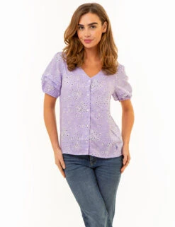 U.S. Polo Assn. VOLUME SLEEVE FLORAL TOP