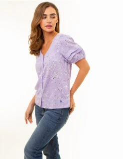 U.S. Polo Assn. VOLUME SLEEVE FLORAL TOP 14 U.S. Polo Assn. VOLUME SLEEVE FLORAL TOP -Modern Wear Shop 215901Z8 LAVN 86074