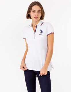 U.S. Polo Assn. SIGNATURE STRIPE PLACKET POLO SHIRT -Modern Wear Shop 215911ZH WHIT 72726