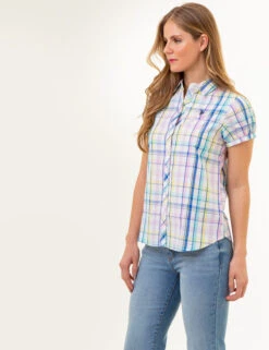U.S. Polo Assn. SHORT SLEEVE TWIST CUFF MADRAS SHIRT -Modern Wear Shop 215964NA MULT 86138