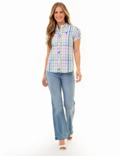 U.S. Polo Assn. SHORT SLEEVE TWIST CUFF MADRAS SHIRT -Modern Wear Shop 215964NA MULT 86141