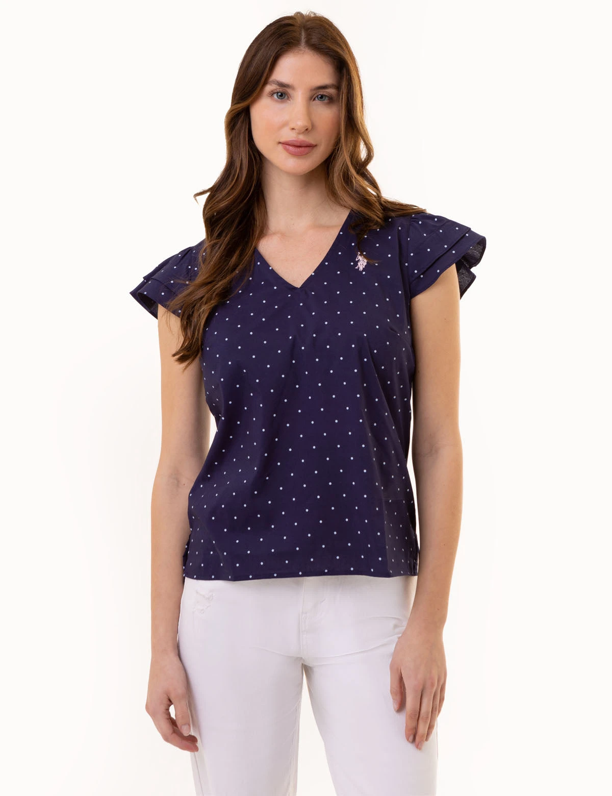 U.S. Polo Assn. RUFFLE SLEEVE POPOVER TOP 3 U.S. Polo Assn. RUFFLE SLEEVE POPOVER TOP