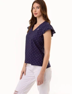 U.S. Polo Assn. RUFFLE SLEEVE POPOVER TOP 14 U.S. Polo Assn. RUFFLE SLEEVE POPOVER TOP -Modern Wear Shop 215966NA EVBL 0865