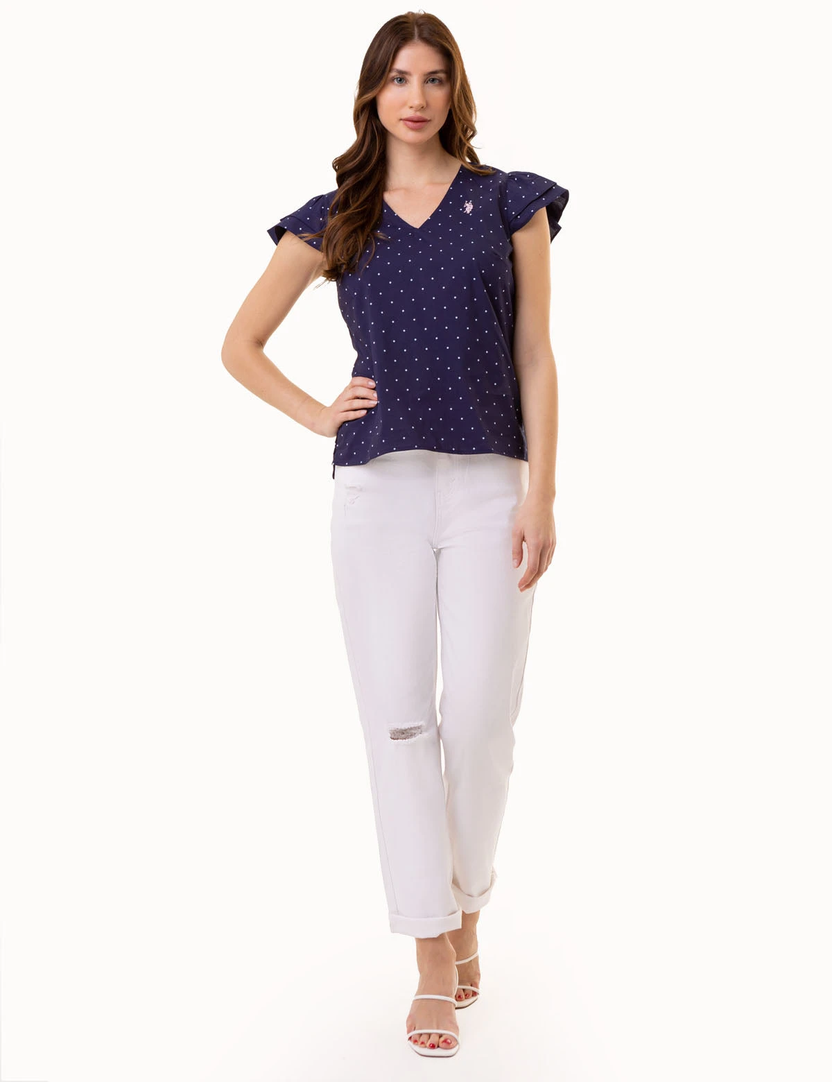 U.S. Polo Assn. RUFFLE SLEEVE POPOVER TOP 4 U.S. Polo Assn. RUFFLE SLEEVE POPOVER TOP - Image 2