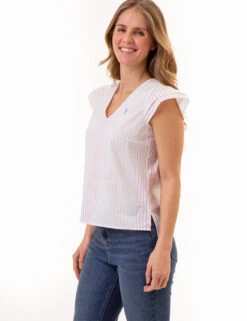 U.S. Polo Assn. RUFFLE SLEEVE POPOVER TOP 20 U.S. Polo Assn. RUFFLE SLEEVE POPOVER TOP -Modern Wear Shop 215966NA MULT 85954