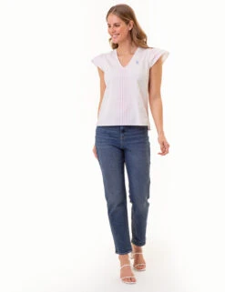 U.S. Polo Assn. RUFFLE SLEEVE POPOVER TOP 19 U.S. Polo Assn. RUFFLE SLEEVE POPOVER TOP -Modern Wear Shop 215966NA MULT 85961