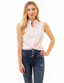 U.S. Polo Assn. SLEEVELESS TWIST FRONT SHIRT -Modern Wear Shop 215967RA CTCN 85974