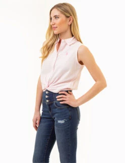 U.S. Polo Assn. SLEEVELESS TWIST FRONT SHIRT -Modern Wear Shop 215967RA CTCN 85976