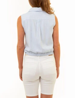 U.S. Polo Assn. SLEEVELESS TWIST FRONT SHIRT -Modern Wear Shop 215967RA WNBL 85978