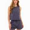 U.S. Polo Assn. SLEEVELESS LINEN CROP TOP 2 U.S. Polo Assn. SLEEVELESS LINEN CROP TOP -Modern Wear Shop 215971RA EVBL 86225