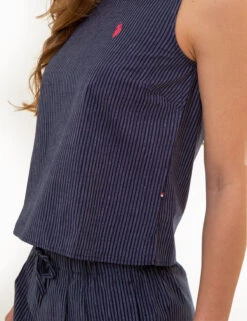 U.S. Polo Assn. SLEEVELESS LINEN CROP TOP 10 U.S. Polo Assn. SLEEVELESS LINEN CROP TOP -Modern Wear Shop 215971RA EVBL 86229