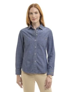 U.S. Polo Assn. LONG SLEEVE CHAMBRAY SHIRT WITH POCKETS