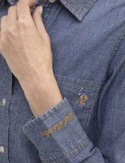 U.S. Polo Assn. LONG SLEEVE CHAMBRAY SHIRT WITH POCKETS -Modern Wear Shop 215985DP DKWS 4524