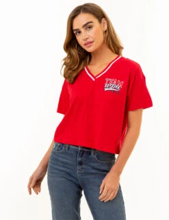 U.S. Polo Assn. TIPPED V-NECK GRAPHIC T-SHIRT