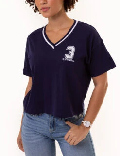 U.S. Polo Assn. TIPPED V-NECK GRAPHIC T-SHIRT -Modern Wear Shop 2159871D EVBL 1547