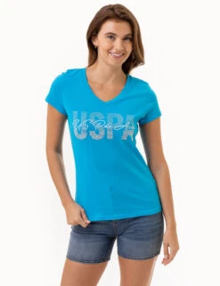 U.S. Polo Assn. CASCADING GRAPHIC V-NECK T-SHIRT -Modern Wear Shop 2159951D DTWB 3532