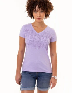 U.S. Polo Assn. TONAL FLORAL V-NECK T-SHIRT -Modern Wear Shop 2159982J LAVN 0619