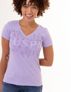 U.S. Polo Assn. TONAL FLORAL V-NECK T-SHIRT -Modern Wear Shop 2159982J LAVN 0623